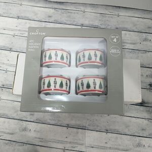 Holiday Christmas Porcelain Napkin Rings Crofton 4pc Nutcracker Tree